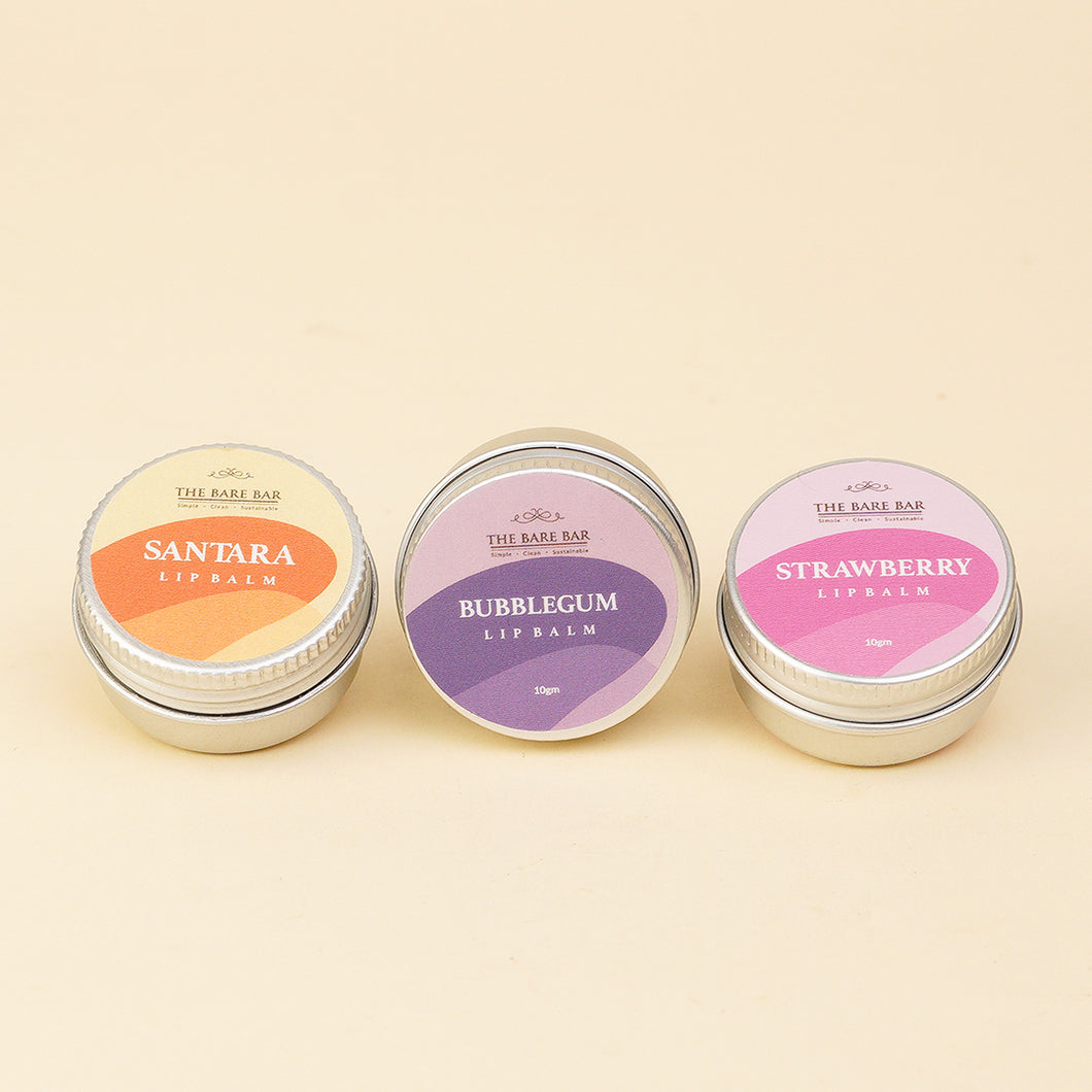 Strawberry, Santara & Bubble Gum Lip Balm Set