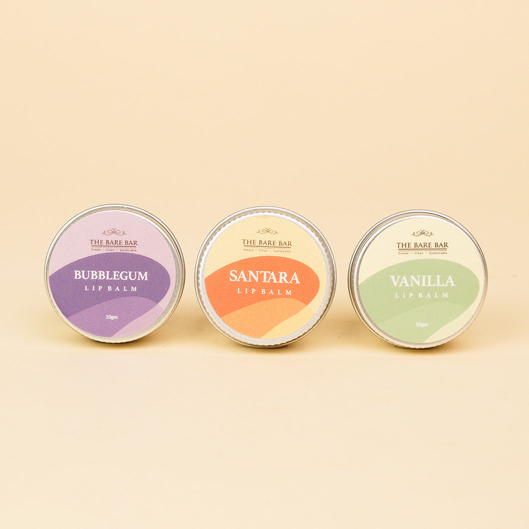 Santara, Vanilla & Bubble Gum Lip Balm Trio