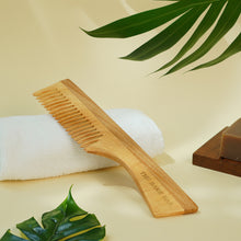 Load image into Gallery viewer, Neem Ayurvedic Wooden Handle Comb - Wide Tooth for Gentle Detangling
