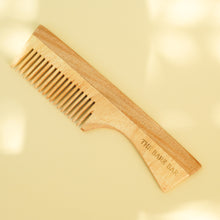 Load image into Gallery viewer, Neem Ayurvedic Wooden Handle Comb - Wide Tooth for Gentle Detangling
