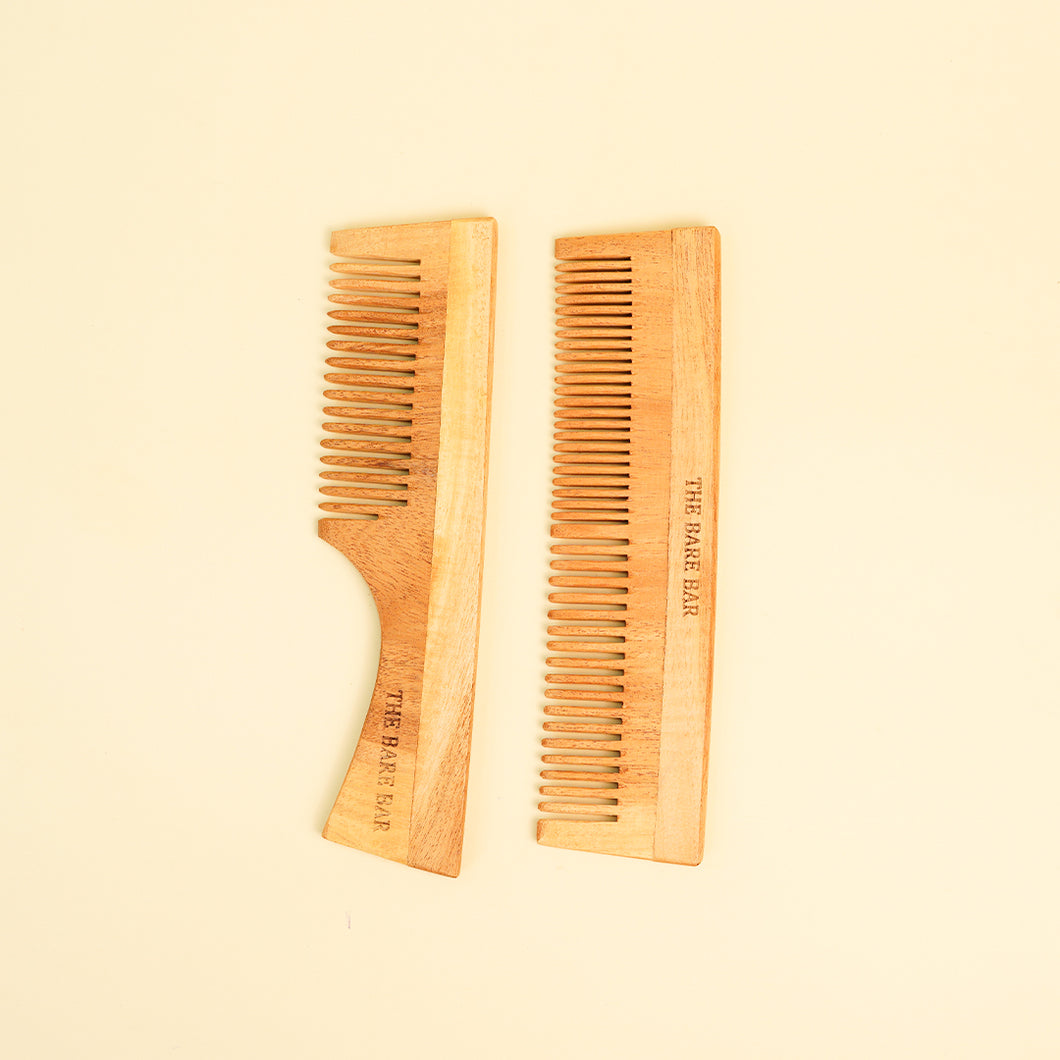 Neem Handle and Regular Comb Set